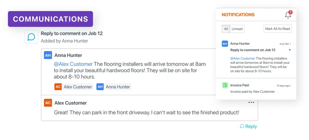 jobtread software customer communications