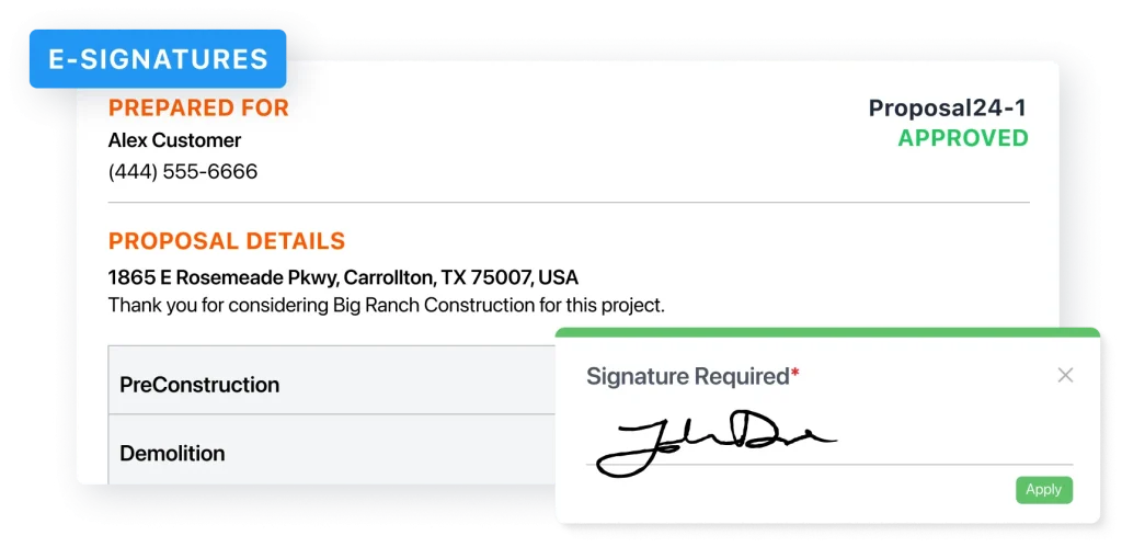 jobtread software customer e-signatures